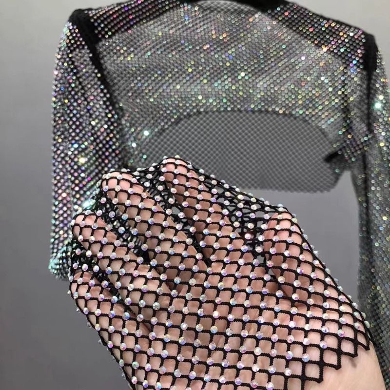 Crystal Mesh Fabric - ラインストーンメッシュリボントリム,50x120cm,クリスタルライトグリーン生地,ストラステープ,クリスタル付きネット,DIYドレス衣類