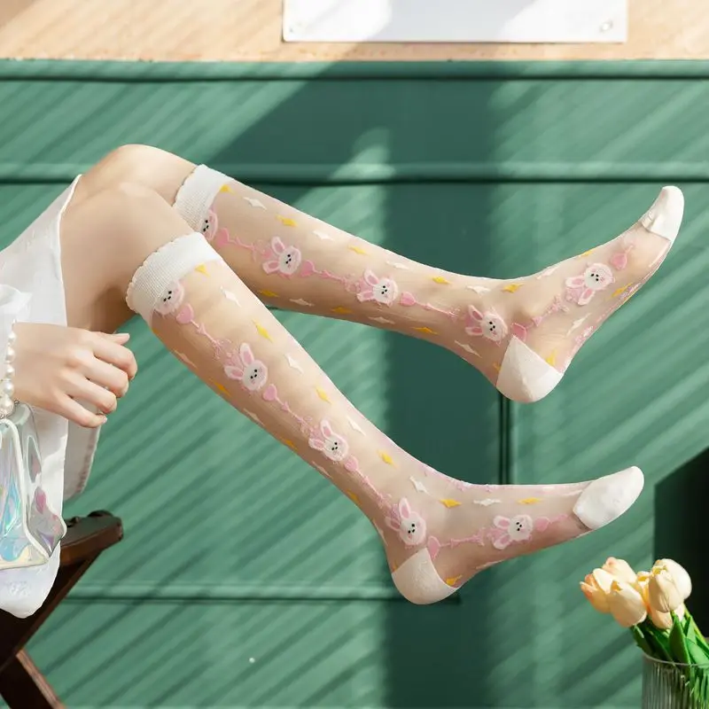 女性用の超薄型ソックス,透明なシルクのストッキング,長い,漫 - Crystal Mesh Fabric のレビューと価格