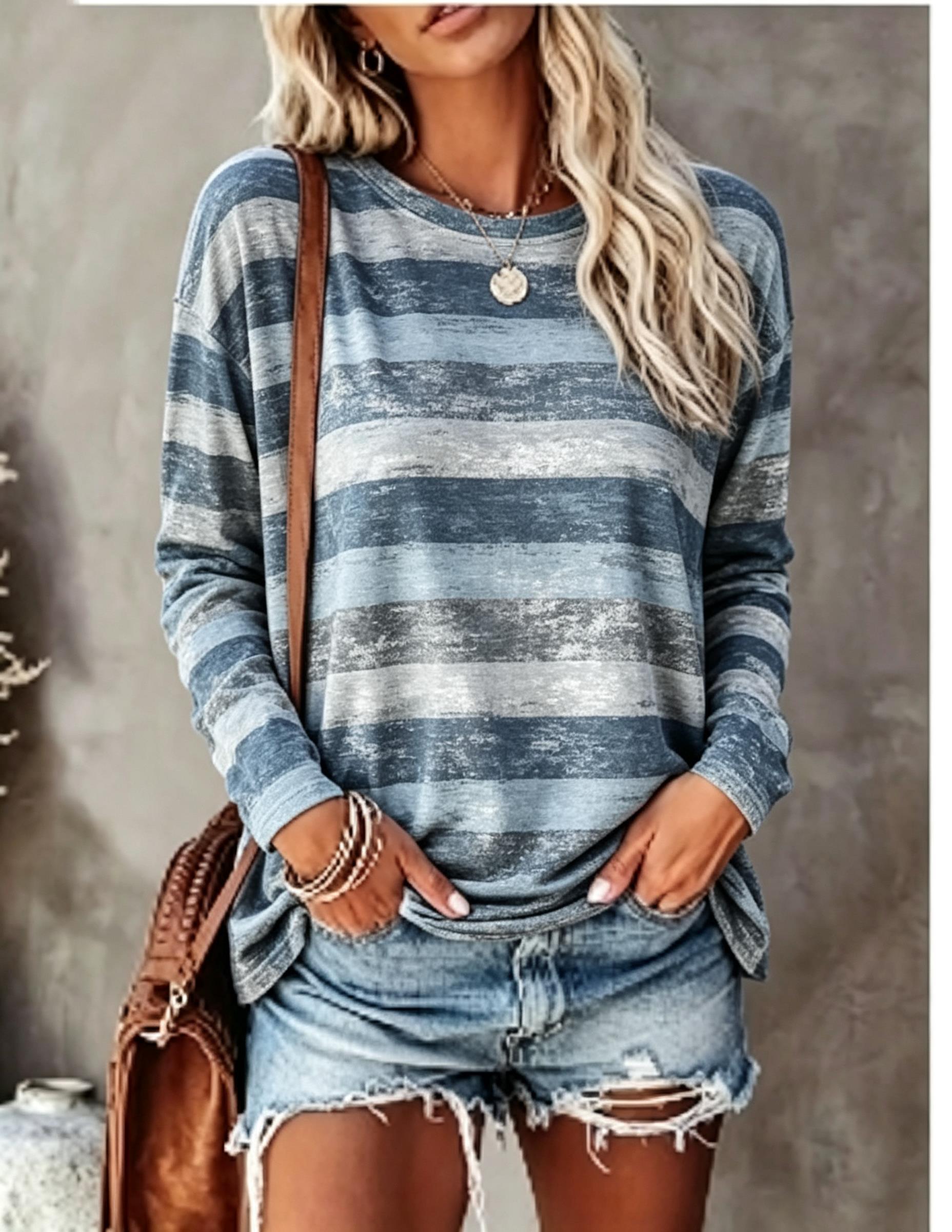 レディース 長袖Tシャツ ヴィンテージ風 ダメージ加工 カラ - Embellish Knit のレビューと価格